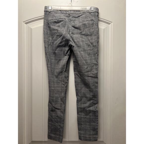 Loft Women’s High Waisted Work Sutton Plaid Skinny Ankle Pants Size 0 Gray Black - Picture 5 of 7